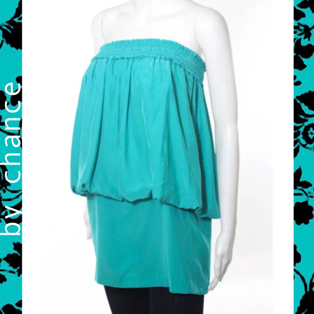 BY CHANCE Foxy Teal Blouson Stretch Top/Tunic