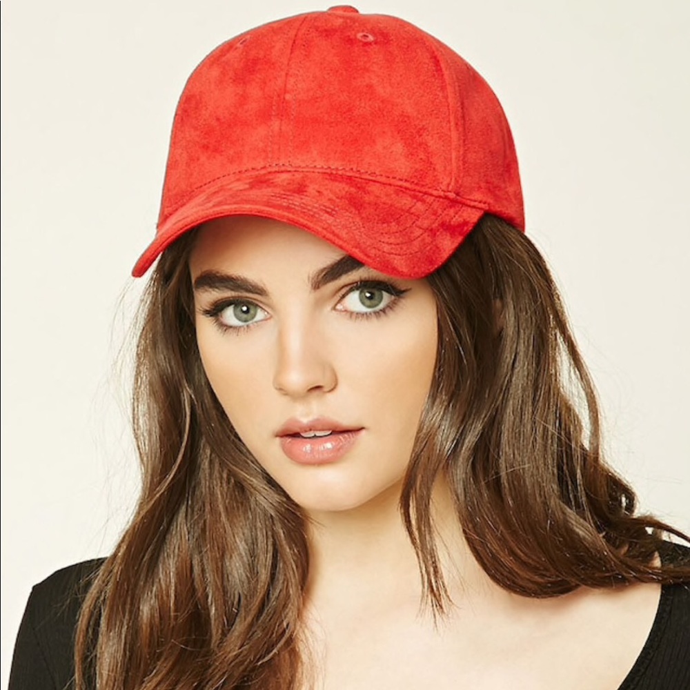 Red, Faux Suede Baseball Cap⚾️❤️🔥