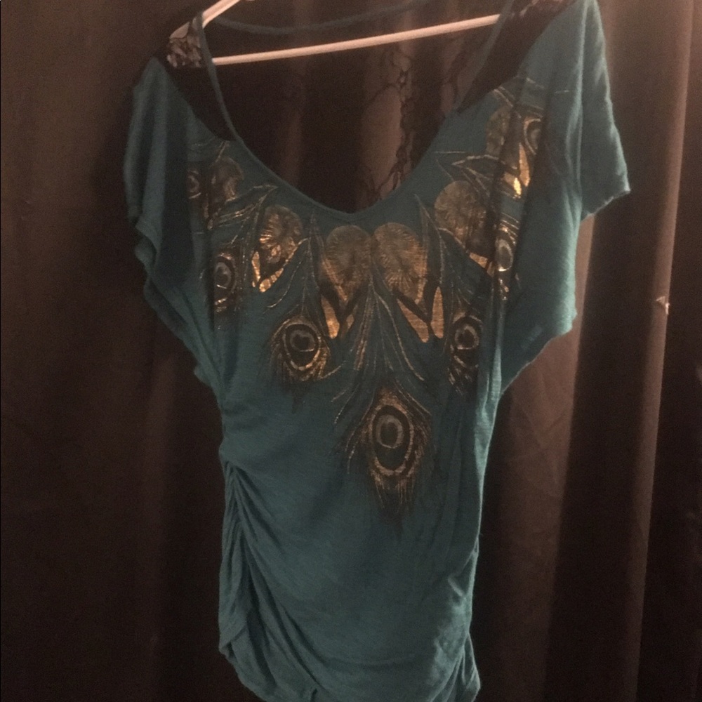 Ruched Side Lace cut out top