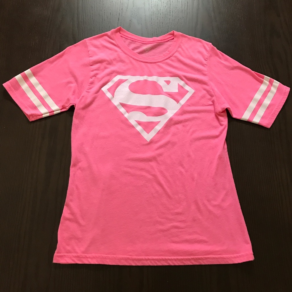 Ladies Superman Supergirl pink T-shirt large
