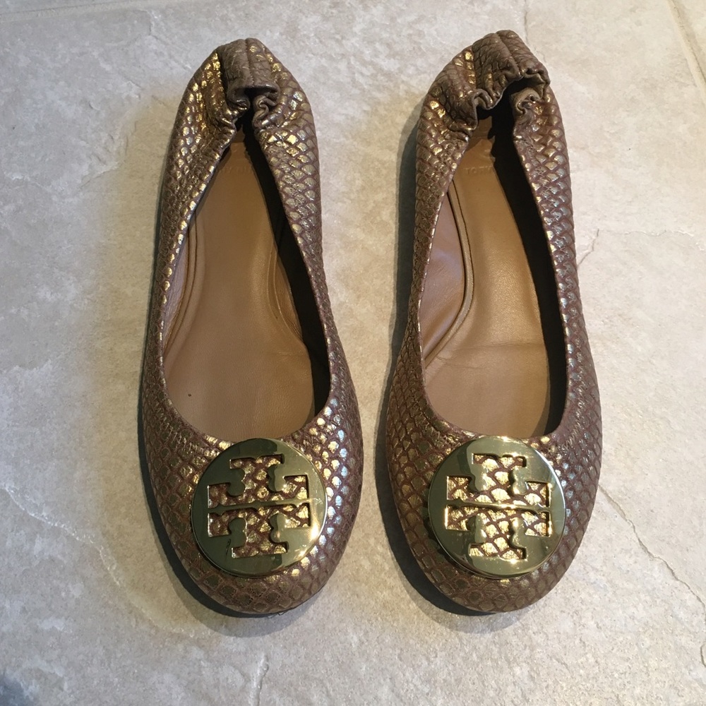 Tory Burch Reva Gold Flats