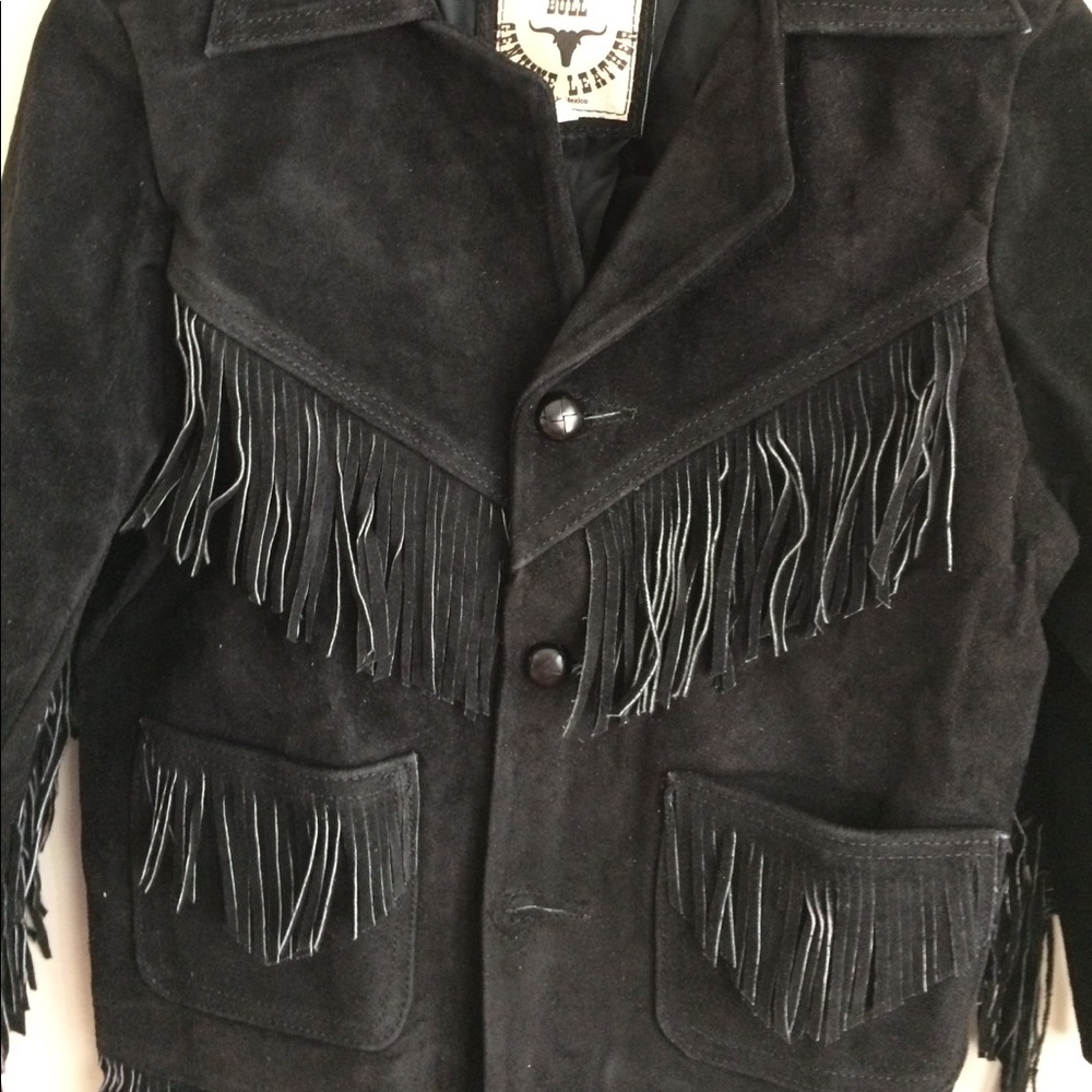 Kids leather fringe jacket NWOT