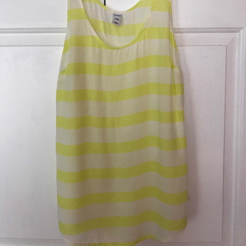 Yellow & White striped tank top