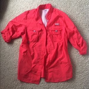 Orange-Red Columbia Sun Shirt