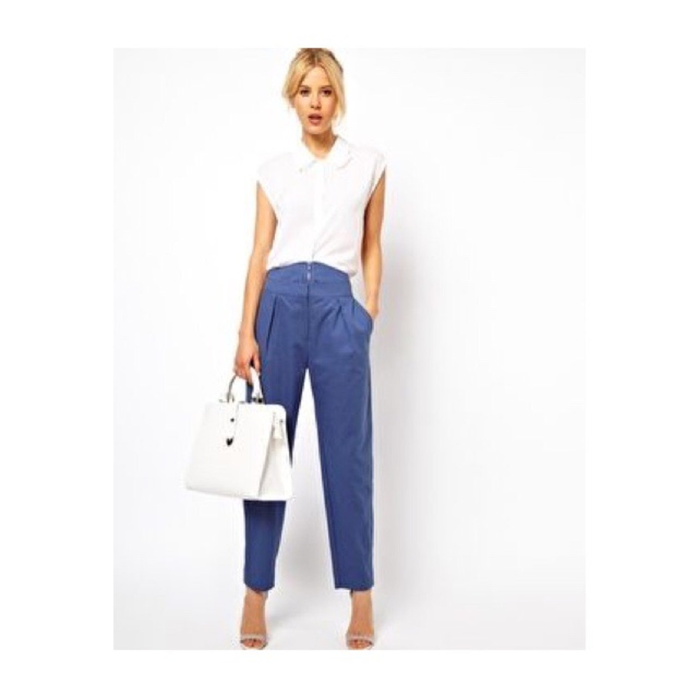 ASOS Pants With High Waisted Zip Front, Size 6