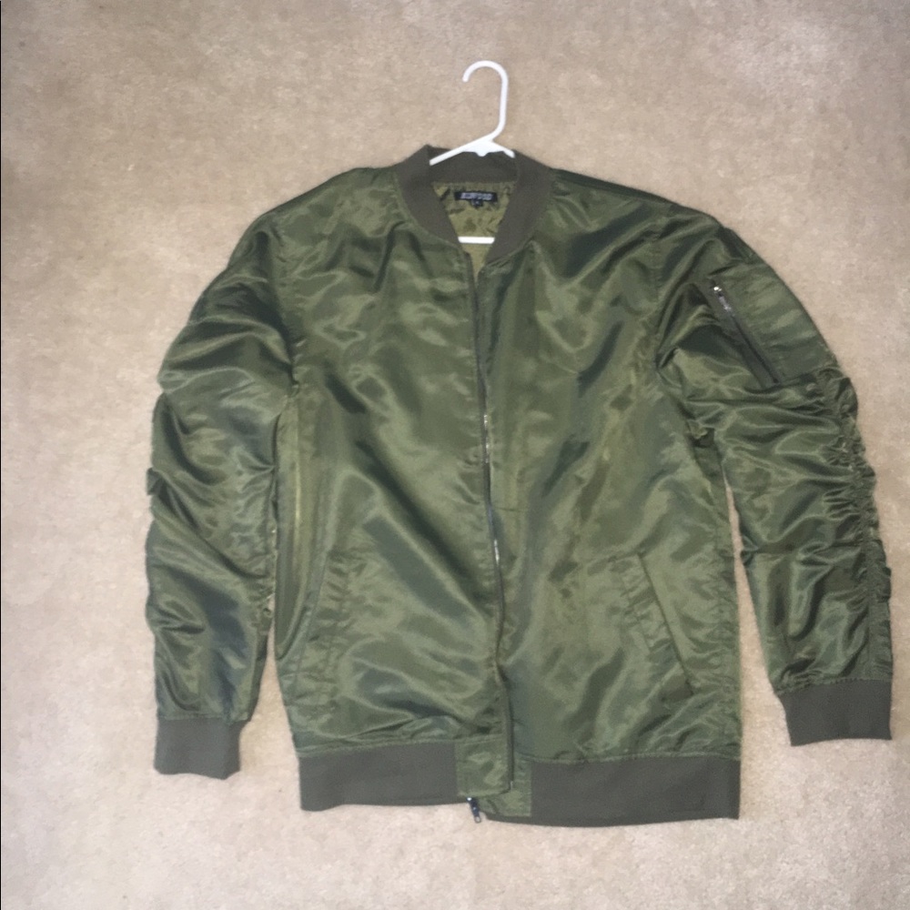 LONG GREEN BOMBER JACKET
