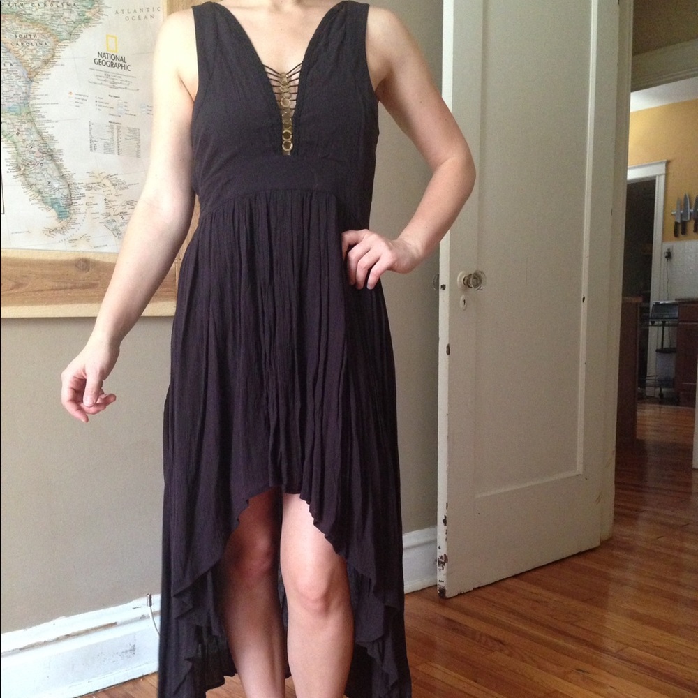 Free People Black high-low dress