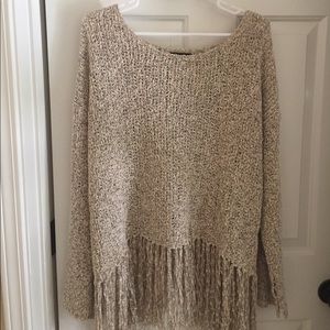 Cream Sweater w/ low cut back opening