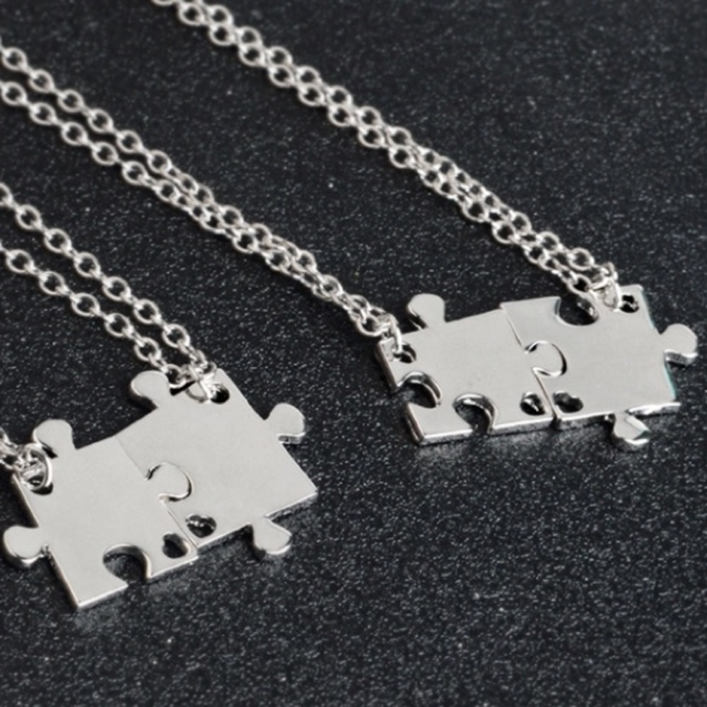 4 Puzzle Piece Friendship Necklace - Picture 3 of 8