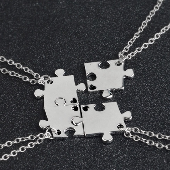 4 Puzzle Piece Friendship Necklace - Picture 2 of 8