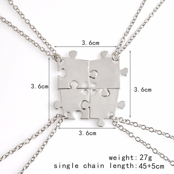 4 Puzzle Piece Friendship Necklace - Picture 5 of 8