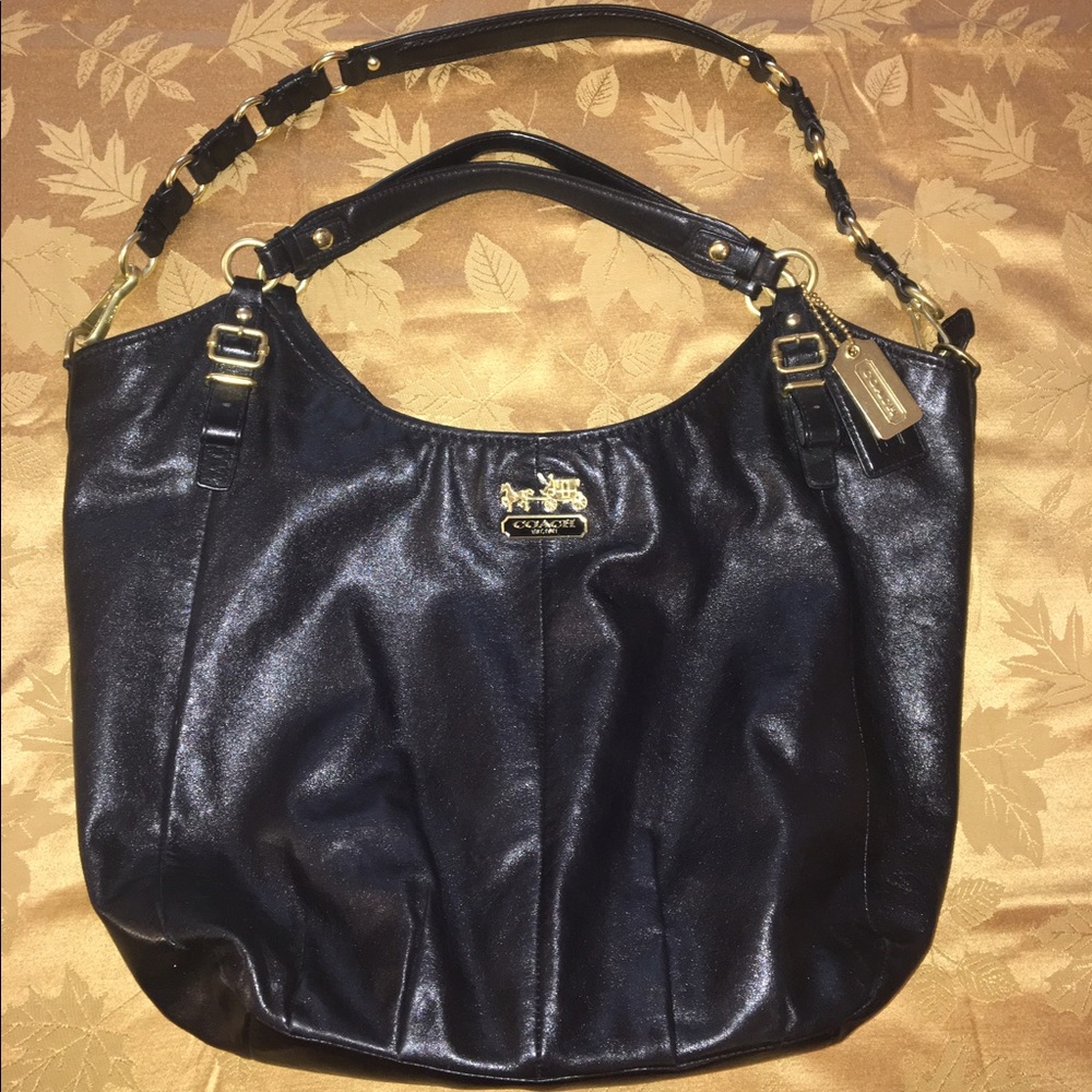 Black leather coach bag
