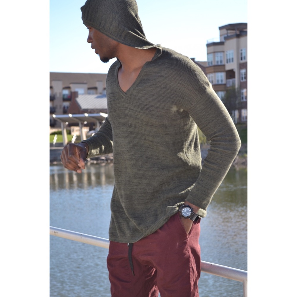 Men's longline thermal hoodie