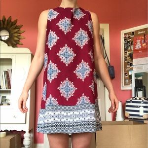 PINK OWL MAROON SHIFT DRESS