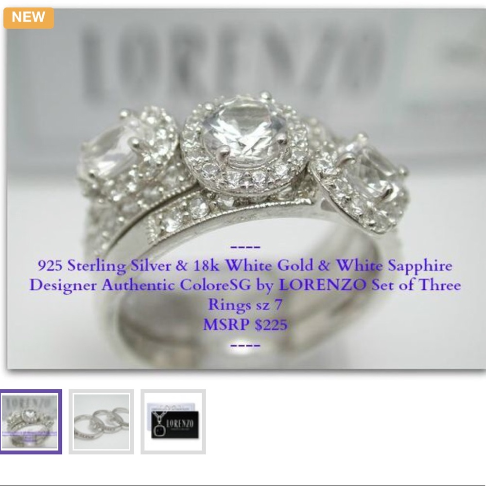 925 SS Authentic LORENZO Set of Three Ring - Picture 2 of 3