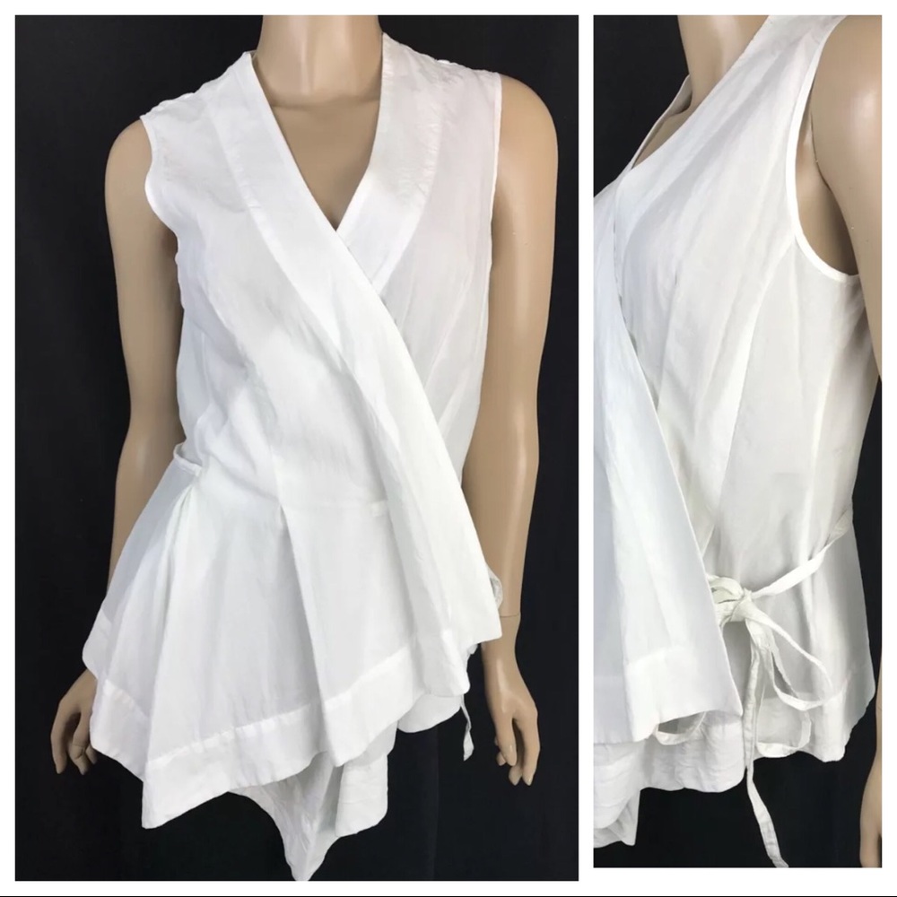Forme D'Expression White 'Jama' Cotton Wrap Top
