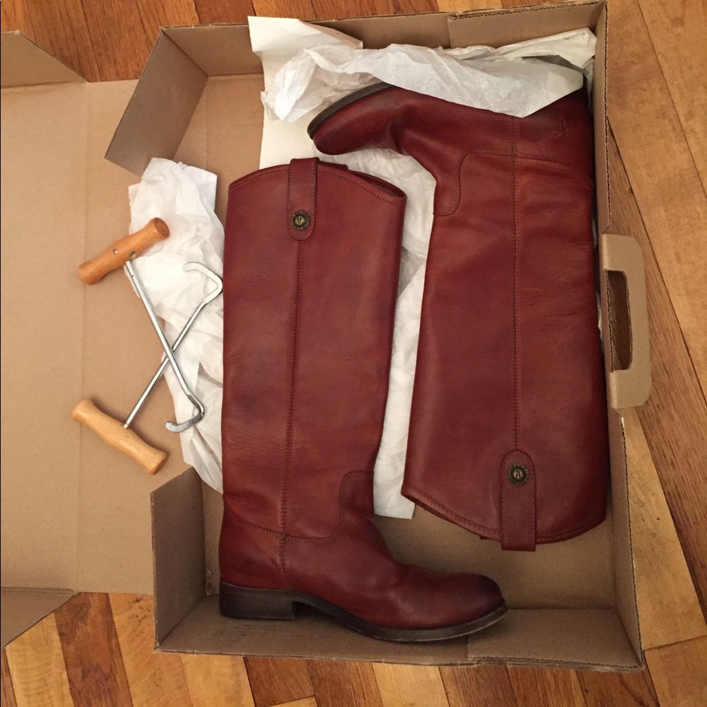 Frye Melissa Button Boots Cognac color