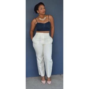 Pinstriped high waist trousers