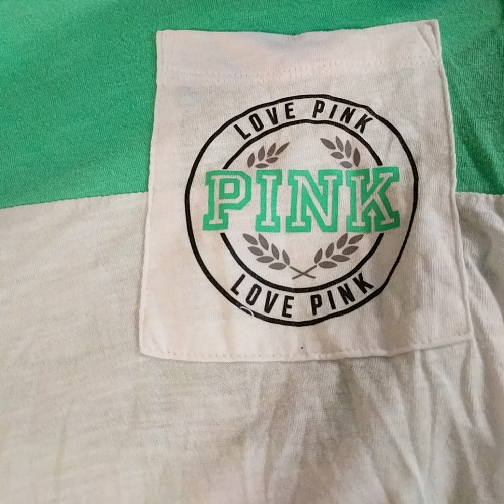 VS pink green and white long sleeve tee