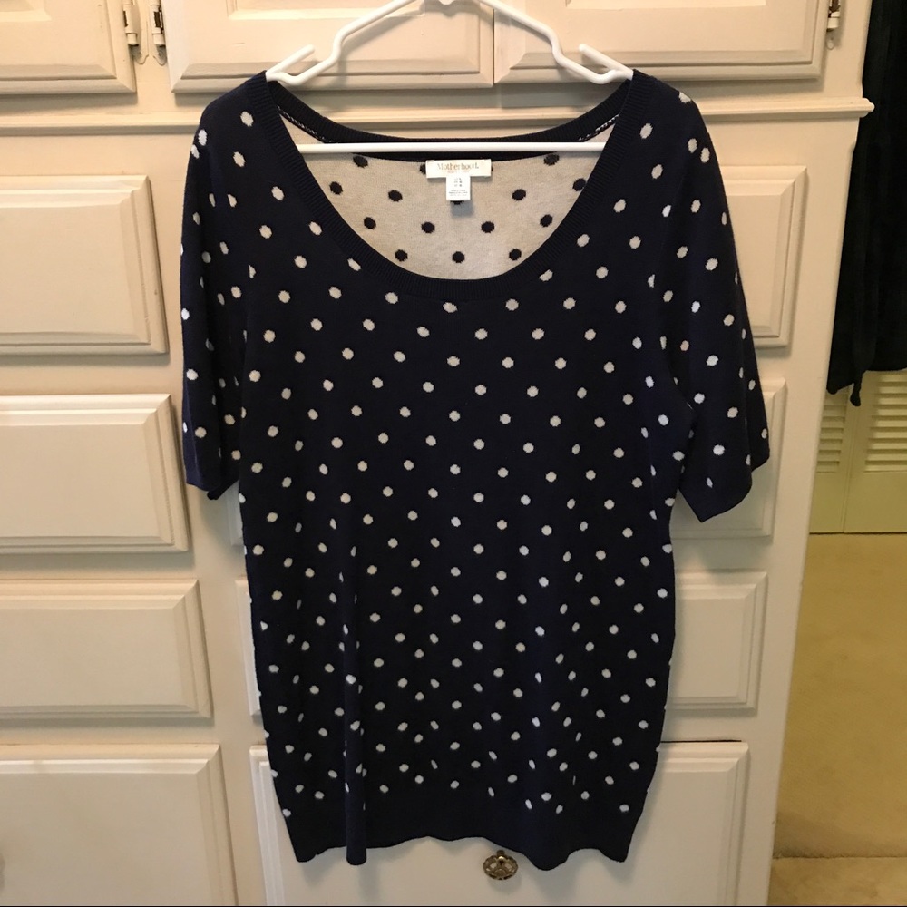 Navy and White Polka Dot Maternity Sweater
