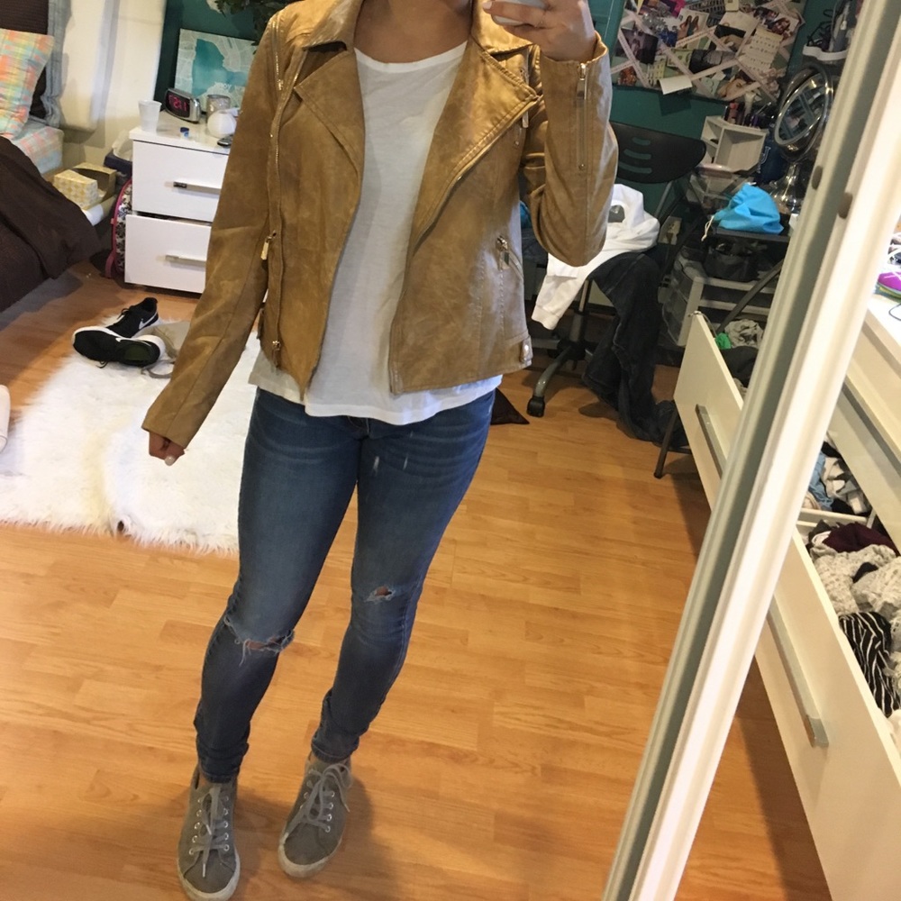 Tan leather jacket