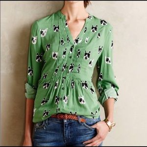 Anthropologie Maeve French Bulldog Top