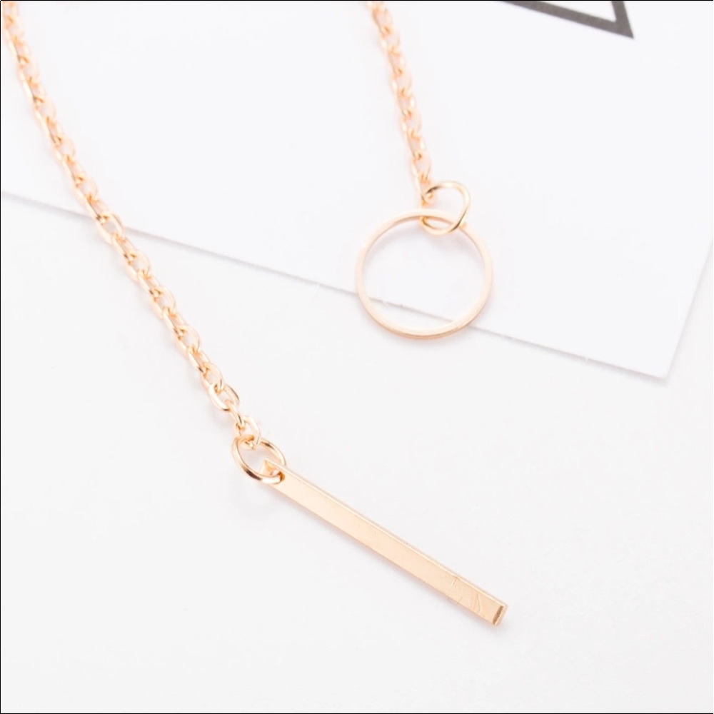 ♦️ Drop charm necklace lasso bar geo chain elegant - Picture 3 of 4