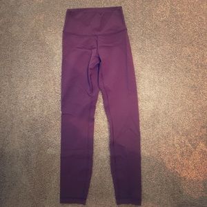 Purple Lululemon three quarter yoga pants