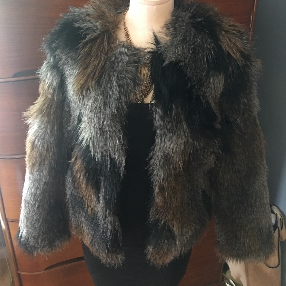 Multi color faux fur coat