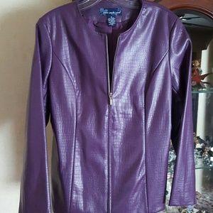 Faux leather jacket eggplant snakeskin medium nwot