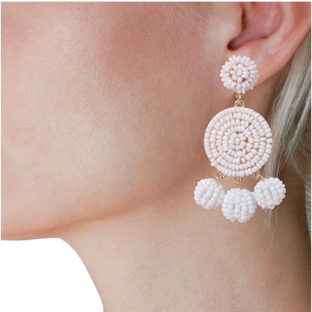 🌸LAST 1🌸Gold Beaded Hoop Drop Earrings - Picture 3 of 4