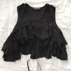 All Saints Tie Fringe Vest