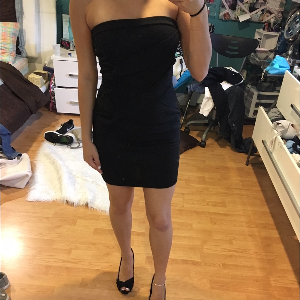Black strapless dress