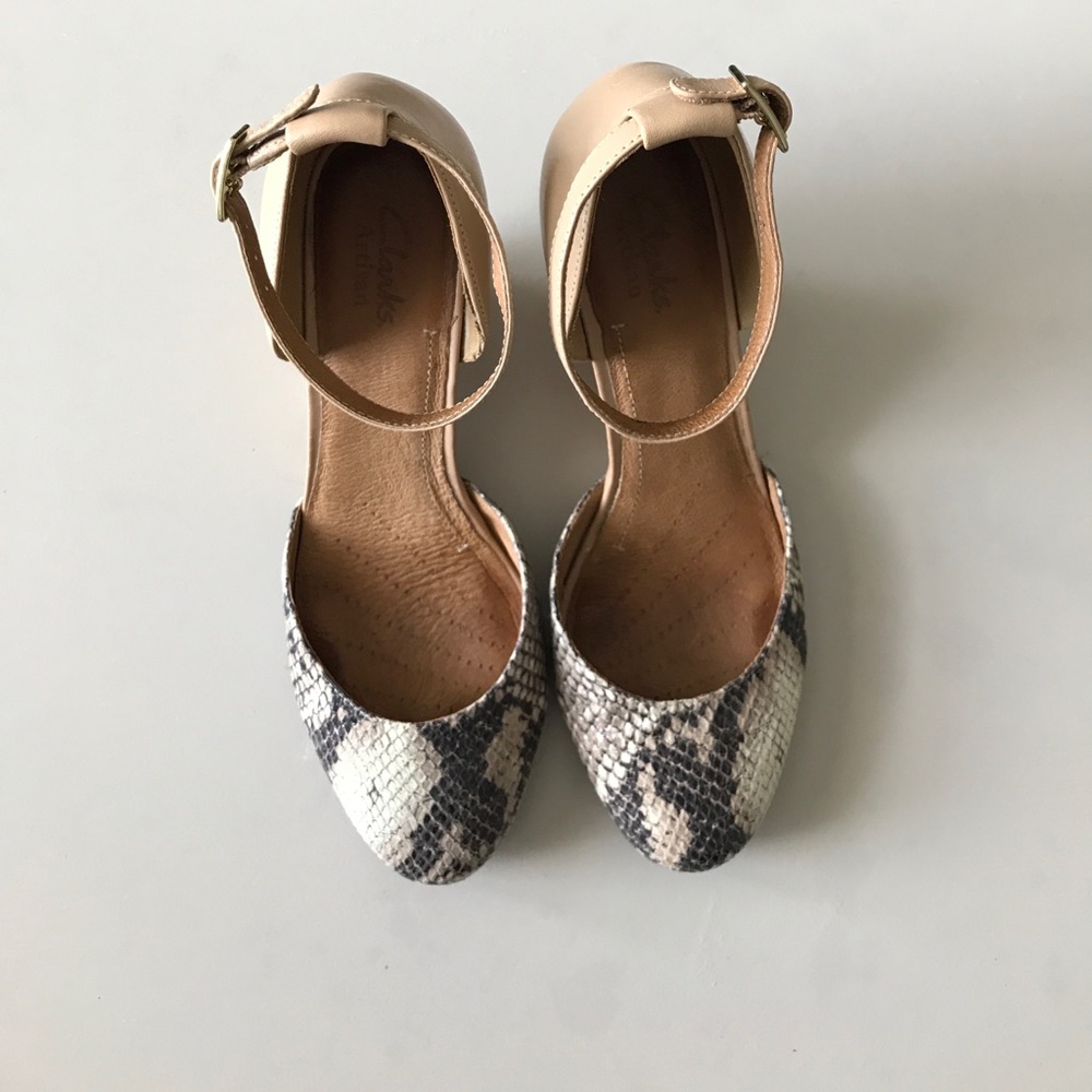 Snakeskin Ankle Strap Wedges