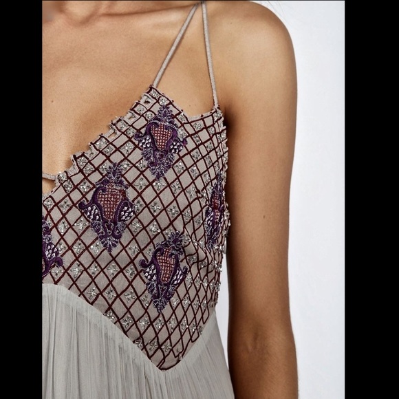 Free People Embroidered Jeweled Bead Maxi Gown 12 - Picture 4 of 8