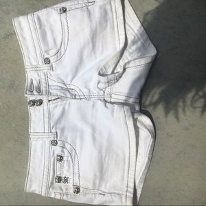 White miss me shorts