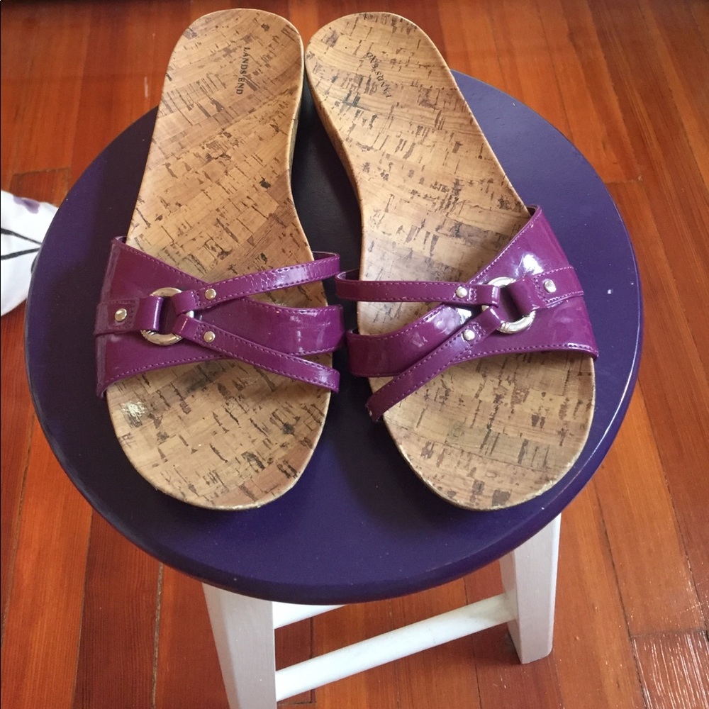 Lands End Purple Patent Leather Sandals