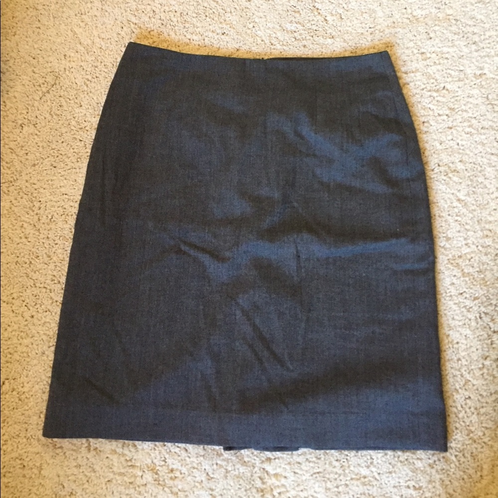 Dark Gray Pencil Skirt with kick pleat