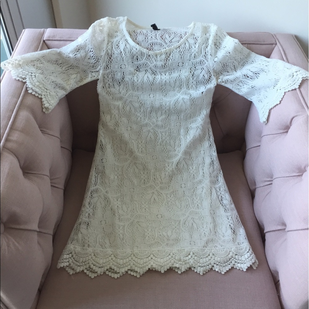 H&M White lace mini dress US sz. 2