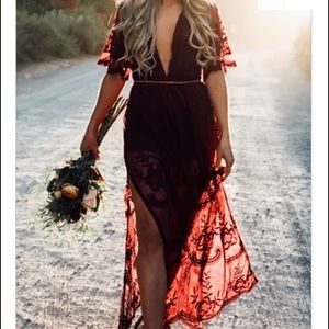 Burgandy Floral Dress