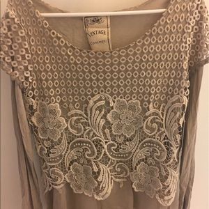 Ivory lace and chiffon blouse, Vintage style
