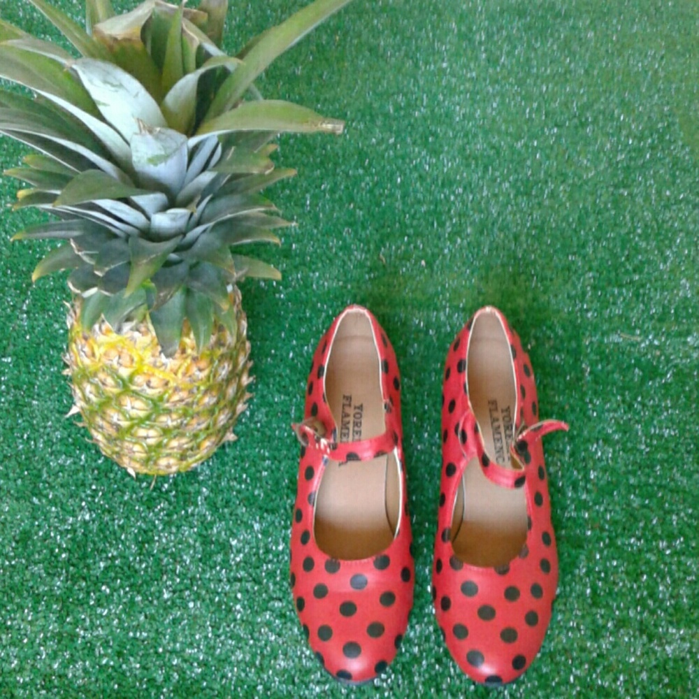 Yoremy Flamenca Red Polka dot shoes