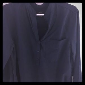 Navy silk blouse