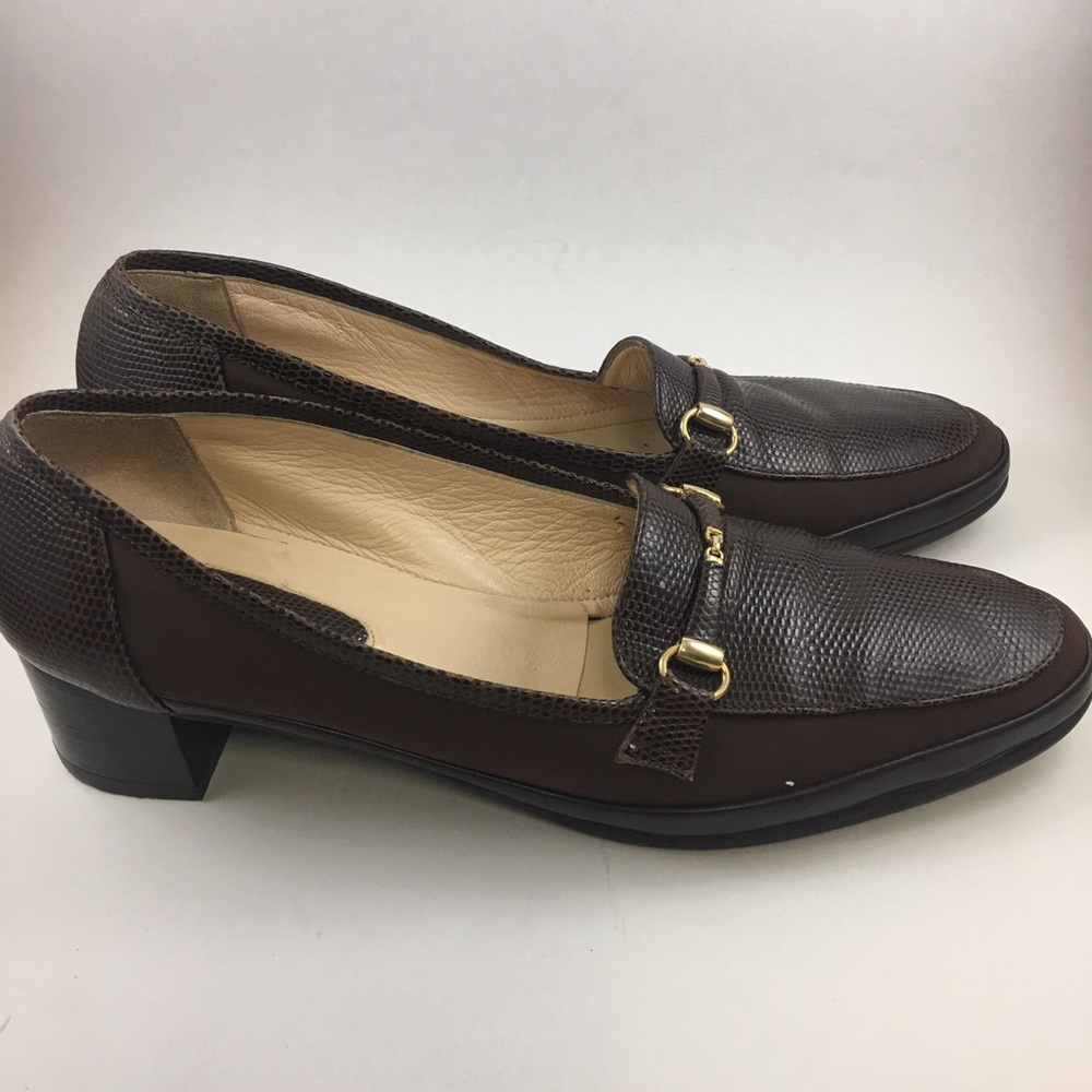 Rangoni Brown Loafer 9.5 C Snake Skin Wedge Italy