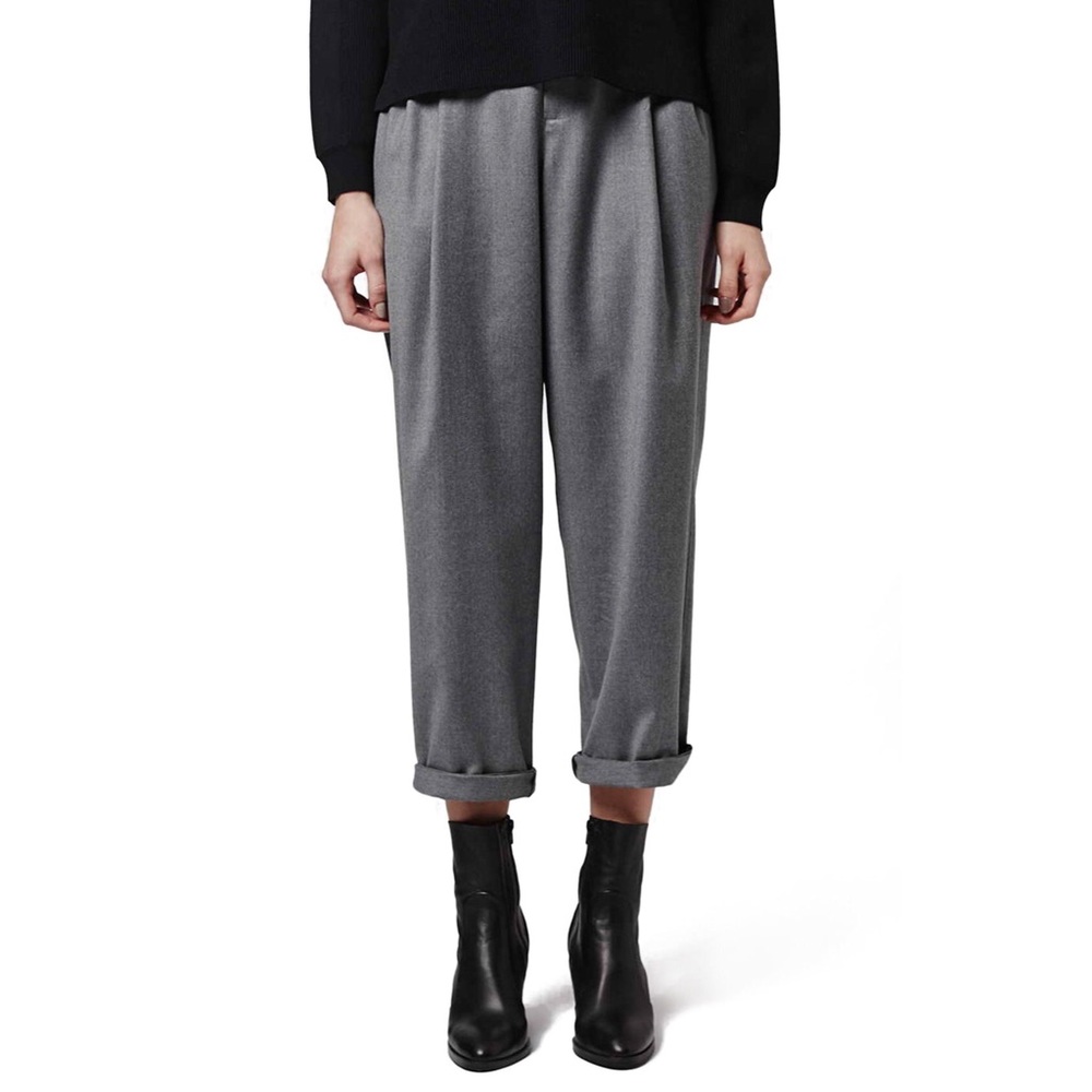 Topshop Boutique Tweed Wool Men's-Style Trousers