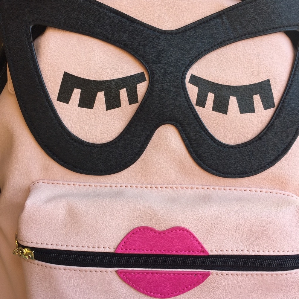 Betsey Johnson Blush Face Smarty Large Backpack - Picture 2 of 8