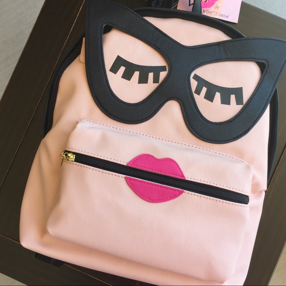 Betsey Johnson Blush Face Smarty Large Backpack - Picture 3 of 8