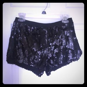 Black sequin shorts