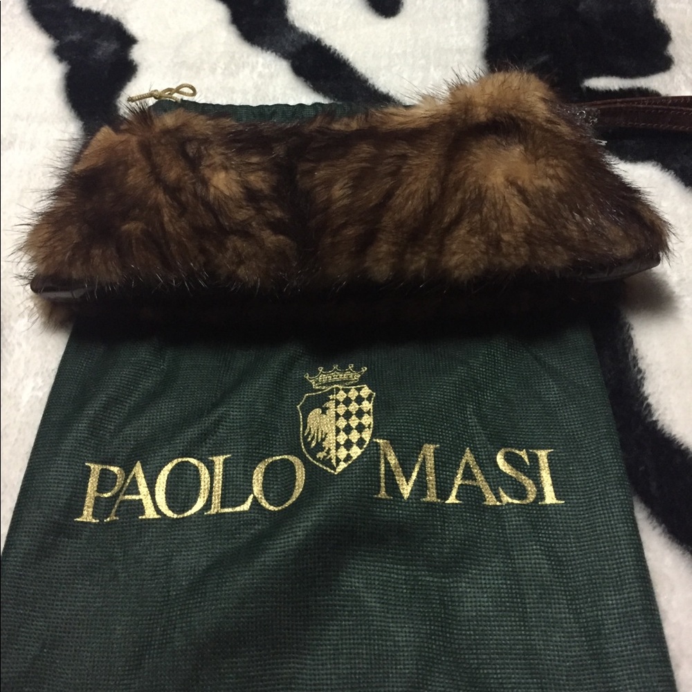 PAOLO MASI FUR CLUTCH HANDBAG