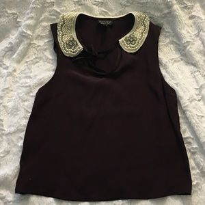 TopShop Pearl & Jeweled Collar Tank